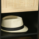 Comodino 1 Cassetto 1 Ripiano 40x40x50 cm in Legno e Rattan Nero e Naturale