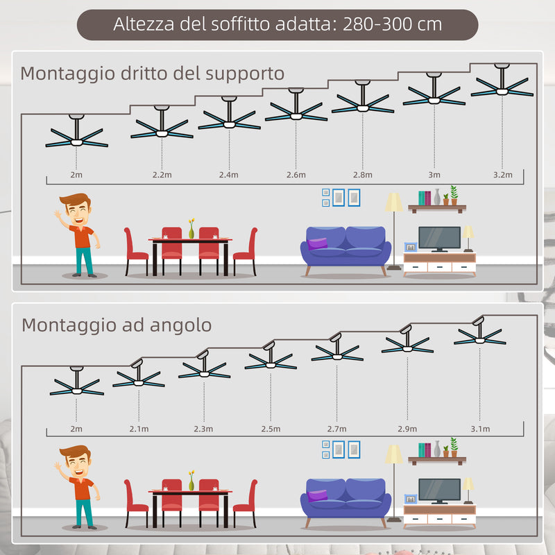 Ventilatore da Soffitto con Luce LED Ø130 cm 3 Velocità e Motore Reversibile Argento e Legno