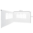 Set 2 Pareti Laterali per Gazebo 3x3 m Pieghevoli 295x200 cm in tessuto Oxford con Finestre Bianco