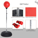Punching Ball da Terra Altezza Regolabile Base Riempibile Ø43x126-144 cm Guantoni Inclusi Rosso 
