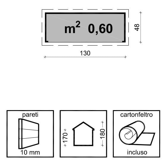 Casetta Box da Giardino per Attrezzi 150x70 cm in Legno Armadio Space-3