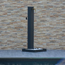 Fontana da Giardino Design a Colonna Quadrata Rubinetto in Ottone e Base con Ciottoli Antracite