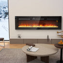 Camino Elettrico da Parete 1800W con Telecomando e Display LCD 152,4x15,8x45 cm Nero 