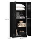 Armadio 2 Ante 4 Ripiani  80x40x180 cm in Legno MDF Nero