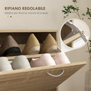 Mobile Guardaroba per Ingresso con Specchio Appendiabiti e Scarpiera Regolabile 90x24x177 cm Quercia  