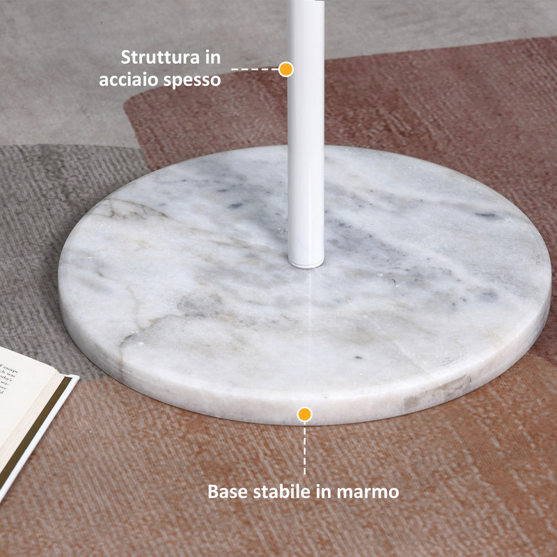 Appendiabiti da Terra 35x35x170 cm 8 Ganci Base Rotonda in Marmo Bianco 