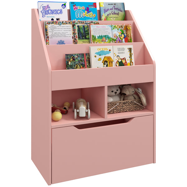 Libreria per Bambini con Ripiani Mensole e Cassetto 60x29,9x90 cm in MDF Rosa sconto