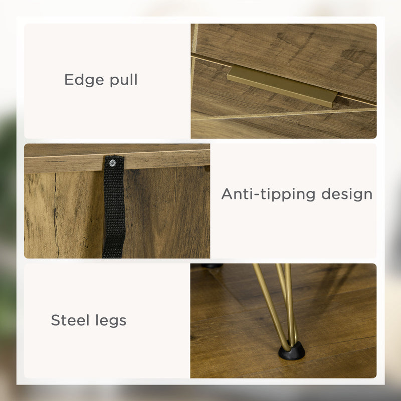 Cassettiera 4 Cassetti 48x21x79 cm in Truciolato Legno e Oro