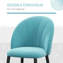 Set 2 Sedie Imbottite 52x54x79 cm in Tessuto Effetto Velluto Verde Chiaro