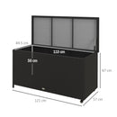 Baule da Giardino con Ruote 121x57x67 cm in Rattan PE Nero