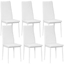 Set 6 Sedie da Pranzo Moderne Schienale Alto Cuciture a Diamante 41x50x97 cm Bianco  
