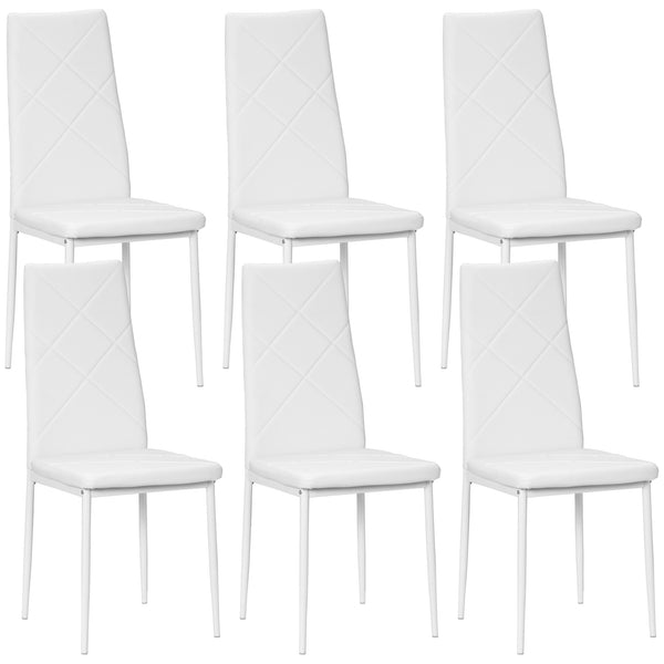 Set 6 Sedie da Pranzo Moderne Schienale Alto Cuciture a Diamante 41x50x97 cm Bianco online