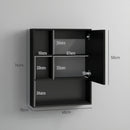 Armadietto con Specchio da Bagno con Mensole a Giorno 60x15x76cm Nero  