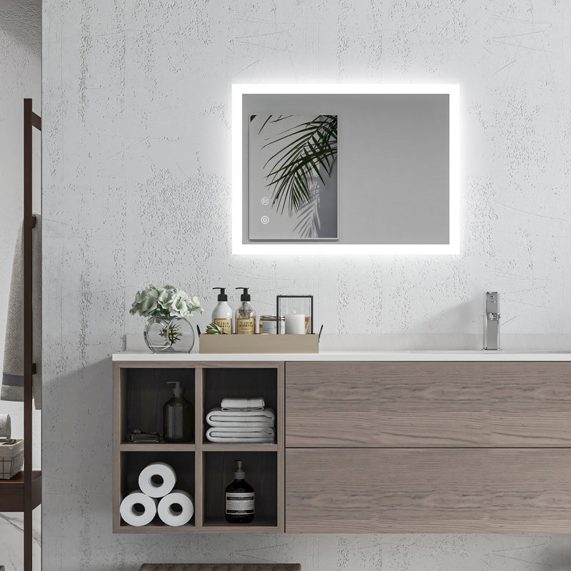 Specchio Bagno con Luci LED  3 Tonalità 70x50 cm Controllo Touch e Design Antiappannamento   