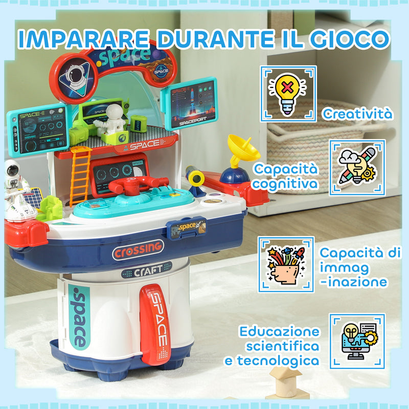 Banco da Lavoro per Bambini 21 Pezzi a Tema Spaziale con Suoni e Luci  