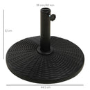 Base per Ombrellone Rotonda da 12,5kg Ø44,5 cm per Pali da Ø3,8 e Ø4,8 cm in HDPE Cemento e Acciaio Nero  