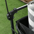 Carrello da Giardino 110L con Maniglia Telescopica e Tettuccio in Acciaio e Tessuto Oxford Nero