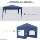 Gazebo Pieghevole da Giardino 2,95x2,95x2,58m in Acciaio e Tessuto Oxford Blu