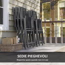 Set da Giardino con Tavolo Allungabile in Vetro e 6 Sedie Pieghevoli in Acciaio e Textilene Grigio    