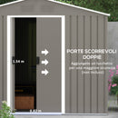 Casetta Box da Giardino con Doppia Porta Scorrevole 236x174x190 cm in Lamiera di Acciaio Grigio  