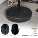 Base per Ombrellone Rotonda Ø56 cm per Pali da Ø3,8 e Ø4,8 mm Riempibile con Acqua e Sabbia in Plastica Nero  