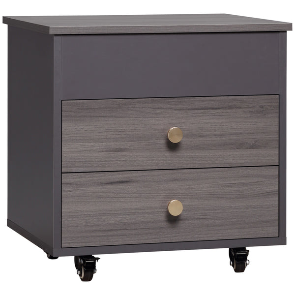 prezzo Comodino 2 Cassetti e Ruote con Piano Sollevabile 50x40x50 cm in Legno Grigio