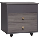 Comodino 2 Cassetti e Ruote con Piano Sollevabile 50x40x50 cm in Legno Grigio