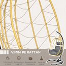 Dondolo Pensile da Giardino Pieghevole con Cuscini 102x102x195 cm in Acciaio e Rattan PE Nera Grigia e Beige-7