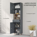 Mobile a Colonna da Bagno con Cassetto e Armadietti 40x24x160 cm in Legno Grigio 