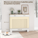 Copritermosifone a Doghe Antiribaltamento 112x19x97 cm con Vano Contenitore in Legno Bianco