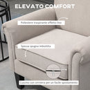 Poltrona d'Arredo in Stile Nordico con Braccioli 79x78x87 cm in Legno e Poliestere Grigio e Marrone