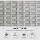 Set da Giardino 3 Pezzi in Stile Boho Divano 2 Posti Chaise Longue e Tavolino in Rattan PE Grigio Chiaro  