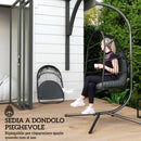 Amaca Poltrona Sospesa a Dondolo Pieghevole 74x68x105A cm da Interno ed Esterno Grigio Scuro  