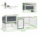 Pollaio da Giardino con Nido per Cova e Area Esterna 214x101x 91,5 cm Grigio  