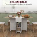 Tavolo Rettangolare Allungabile con Armadietto e Cassetti 140x76x74 cm Bianco e Color Legno  