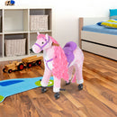 Cavallo a Dondolo per Bambini 65x28x75 cm con Rotelle Suoni e Poggiapiedi Rosa