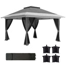 Gazebo da Giardino Pop-Up 356x356x280 cm Altezza Regolabile e Protezione UPF50+ Borsa con Ruote Grigio   
