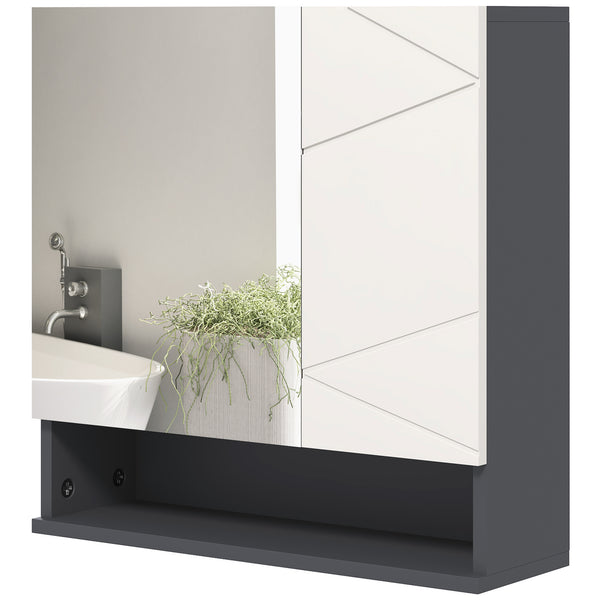 prezzo Specchio Armadietto da Bagno Pensile 2 Ante 55x17x55 cm in Legno Grigio