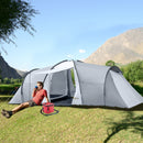 Tenda da Campeggio 4-6 Persone con 2 Camere Impermeabile con Baldacchino 590x245x193 cm  Grigio