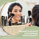 Specchio Bagno Rotondo Ø45x10 cm con Ripiano Portaoggetti in Truciolato