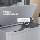Mobile Appendiabiti con Panca Contenitore 71,5x39,5x170 cm in Legno Grigio  