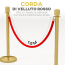 Colonnine Segnapercorso con Corda Vellutata Base Riempibile in Acciaio Inox Ø32x96 cm Oro 