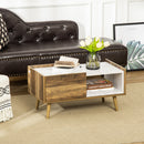 Tavolino da Caffè Rettangolare 80x45x40,5 cm con Cassetto e Ripiano Marrone e Bianco