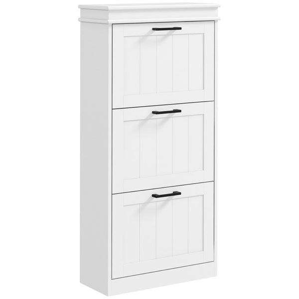 Scarpiera 3 Cassetti Ribaltabili e Regolabili 15 Paia di Scarpe 54x24x117,5 cm Bianco prezzo