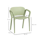 Set 4 Sedie da Giardino 60x56x75 cm dal Design Moderno Impilabili Verde  