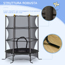 Trampolino Elastico per Bambini da 3 Anni Ø160 cm con Rete di Protezione Nero 