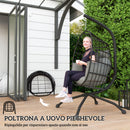 Poltrona Sospesa Amaca a Uovo 120x88x192 cm con Gancio Regolabile in Acciaio Nero e Grigio  