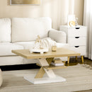 Tavolino da Caffè  90x60x45 cm con Ripiano Centrale in Legno Bianco e Legno