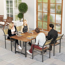 Tavolo da Giardino 160x90x75 cm Piano a Doghe in Legno di Acacia Gambe in Acciaio Colore Teak  