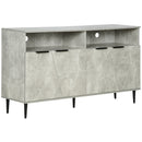 Credenza 147x40x83 cm con Armadietti a 2 Ante e Mensole Regolabili Effetto Marmo Grigio